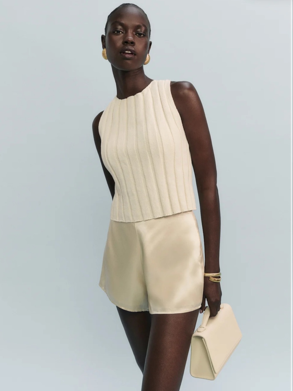 Reformation Callie Cotton Ribbed Sweater Tank NWT